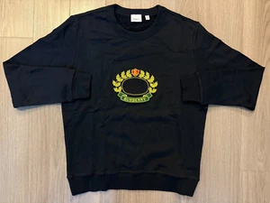 Burberry Embroidered Cotton Jersey Sweatshirt crewneck dark charcoal blue sz M - Picture 1 of 2