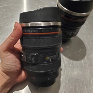 Camera Lens Coffee Mug Cup Travel Stainless Steel Leakproof Lid Lot 2 - Picture 1 of 9