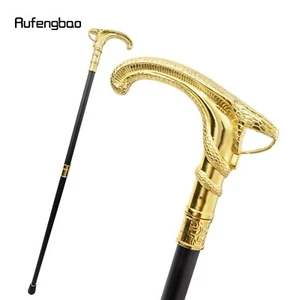 Handmade Vintage Steel Snake Gold Handle Walking Stick Walking Cane Replica - Picture 1 of 8