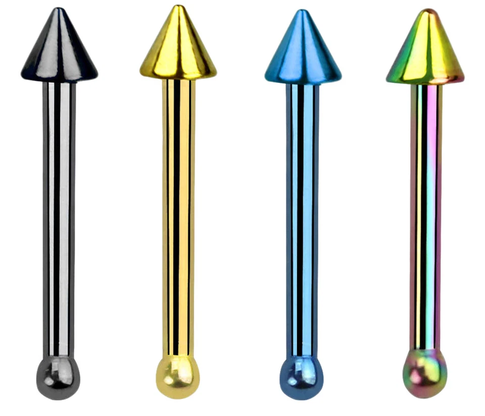 MODERN NATURE PIERCING-SCHMUCK Piercing Naso Borchie IN 0,8mm Con a Punta E Stopper Acciaio Anodizzato