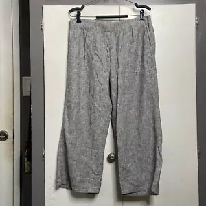 CUT LOOSE Capri Pull Up Hose L Leinen Baumwolle Cropped Lagenlook Meliert Grau Knöchel - Bild 1 von 6