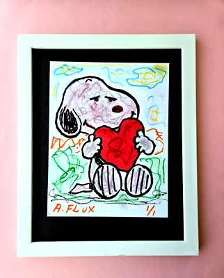 Aidan Flux - Snoopy in Love 🎨 | Arte icônica de mídia mista 1/1 certificado de autenticidade assinado à mão - Imagem 1 de 4