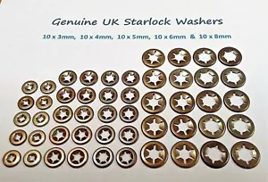 Starlock Unterlegscheiben Druckklemme Verschluss Sternmutter Greifer Befestigungsclip 10X3,4,5,6 & 8mm50STCK - Bild 1 von 1