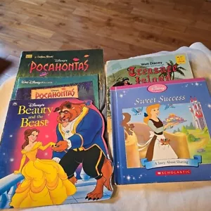 Walt Disney (6)Story Books Vintage Retro Treasure Island Pocahontas Beauty Beast - Picture 1 of 11
