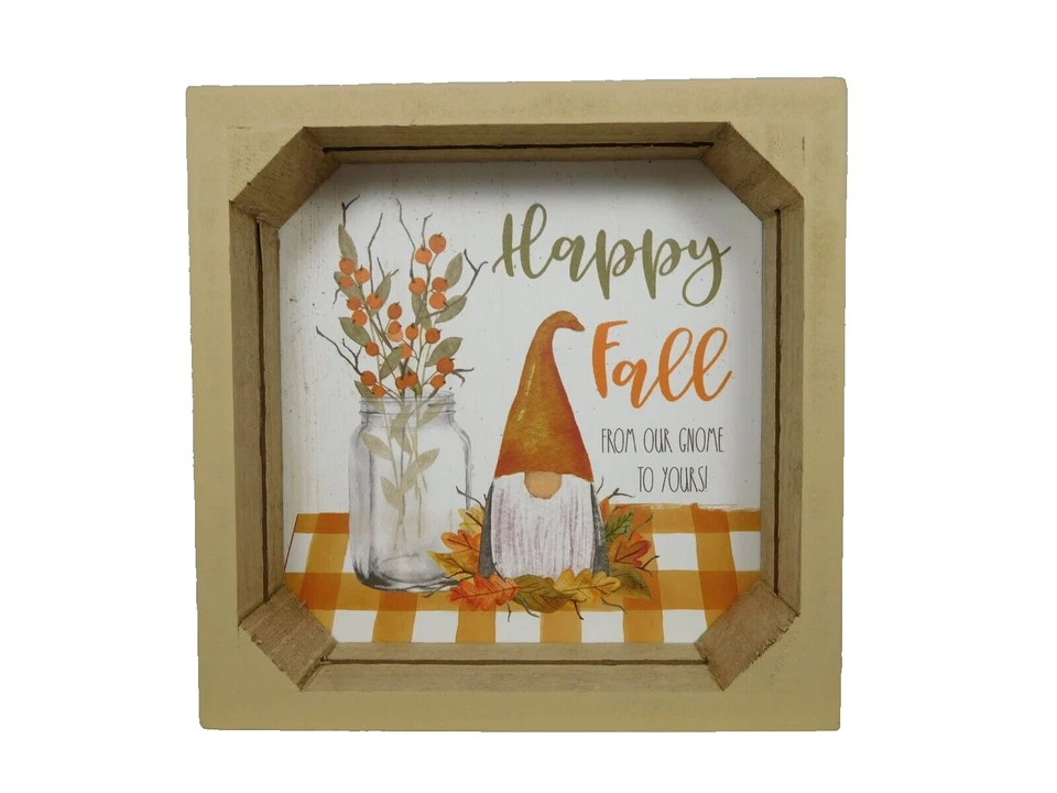 Letrero Shadow Box - Happy Fall Gnomos - Nuevo por Blossom Bucket #30357 Foto 1 de 4