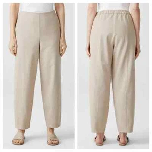 Eileen Fisher Lantern Pants Size Large? Organic Cotton Hemp Side Zip Taper Pants - Picture 1 of 12