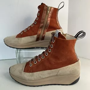 Vaddia Leder Charlie Sneaker Cord Side Zip Gr. 40 / 9,5 US orange hellbraun Rarität - Bild 1 von 10