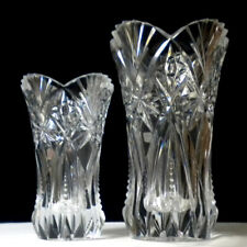 2 matched Cristal D'ARQUES Paris Crystal Vases & Glass fill 24% Ld Crystal 9" 7"