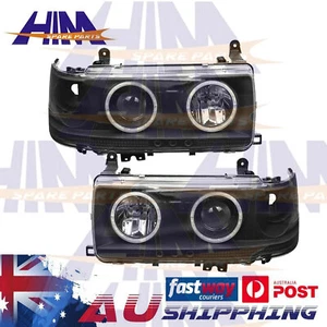 Head Light Angel Eye LED Black For Toyota Landcruiser 80 Series 90-98 Projector - Picture 1 of 9