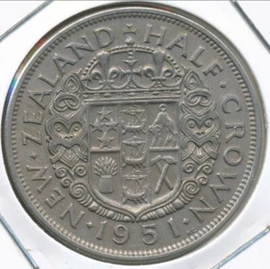 Nueva Zelanda 1951 1/2 corona George VI - muy fina - Imagen 1 de 3