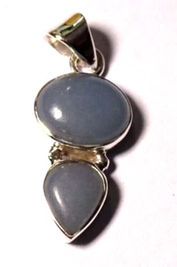 STERLING SILVER ANGELITE DOUBLE PENDANT - 2.26 gms 2.4 x 1.2 cms - Picture 1 of 4