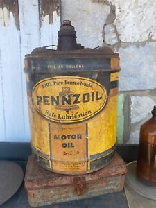 Early antique Pennzoil 5 Gallon Motor Oil Can Garage Man Cave Art