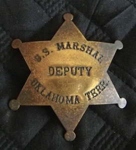 Vintage Old West Badge Insignia Oklahoma Territory Deputy U.S Marshal -Patina - Picture 1 of 3