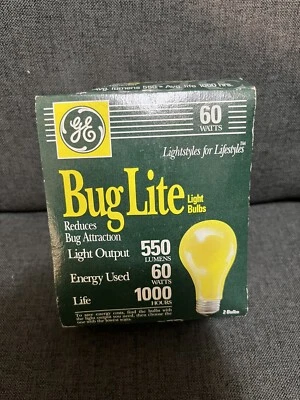 *VINTAGE* GE BUG LITE LIGHT YELLOW 60 WATT Bulb 2 Pack - Image 1 of 2