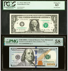 $1-$100 2006-2009 Matching Fancy Serial Numbers Federal Reserve Bank Note Bill - Picture 1 of 10