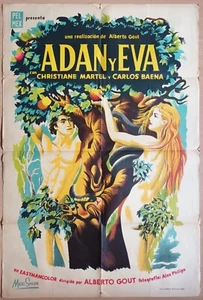 Adam and Eve ORIGINAL Mexican 1958 POSTER Christiane Martel Garden of Eden art - Picture 1 of 3