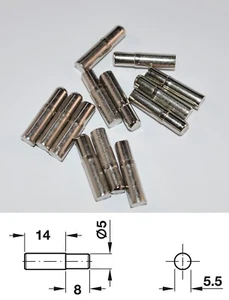 16 Stück vernickelte 5 mm Regalbolzen mit Anschlag für den Einsatz in 5 mm Durchmesser Loch - Bild 1 von 1