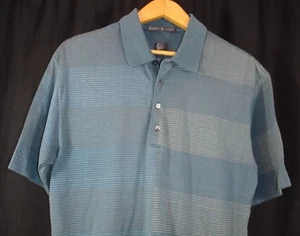 Tiger Woods Herren M Kurzarm Polo Golf Shirt türkis blau grau Muster - Bild 1 von 5