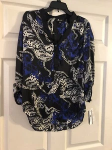 New Women's AB Studio Long Sleeve Blue Perfection Round Neck T-Shirt Size Small - Picture 1 of 10