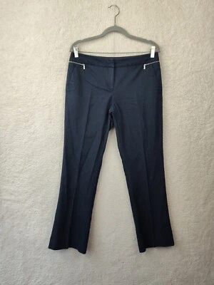 Pantalones de mujer 7th Avenue 8 azul marino punteados mezcla de algodón recto frente plano ajuste chino Foto 1 de 4