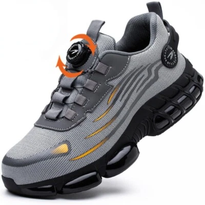 Zapatos de seguridad de trabajo para hombre Mujer Puntera de acero Botón giratorio Botas de trabajo Tenis Foto 1 de 4