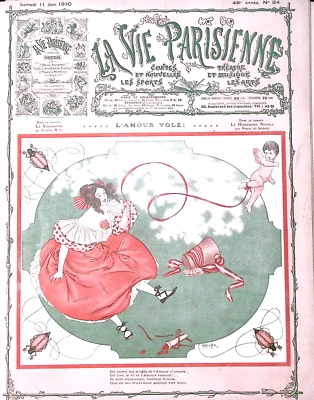 La Vie Parisienne Magazine 11 Jun 1910 Herouard Love Flies Girl Traps Cupid - Image 1 of 4