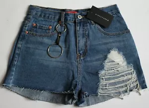 Signature 8 Festival Denim Shorts mit Kettendetail Taille 28" UK Größe Medium - Bild 1 von 3