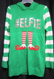 Juniors #ELFIE Christmas Sweater Tunic with Hood Elfie Medium 7 - 9 - Picture 1 of 8