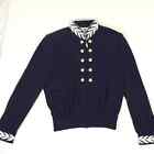 Pull en tricot vintage St. John Collection Marie gris zippé boutons métalliques nautiques 