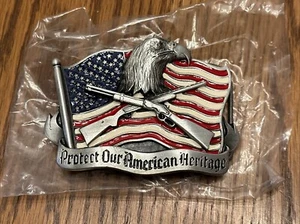 The Great American Gürtelschnalle Protect Our American Heritage 1993 Flagge USA - Bild 1 von 3