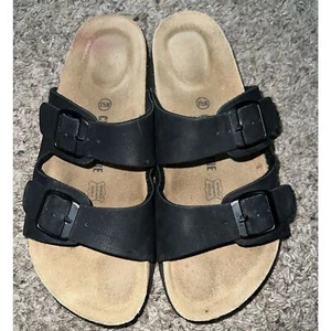 Cushionaire Lauri Cork Footbed Sandal with +Comfort Women's Size 8 1/2 M Black - Picture 1 of 3