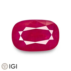 IGI Certified AFGHAN Ruby 2.40 Ct. Natural Untreated CUSHION Deep Pinkish Red - Picture 1 of 5