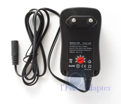 30W AC/DC Power Supply Adapter 3V 6V 9V 12V Adjustable Transformer For LED Lamp - Image 1 of 4