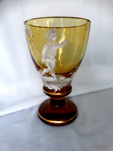 1970's West Germany Amber Glass Mary Gregory Water Goblet Very Good Used Cond. - Picture 1 of 9