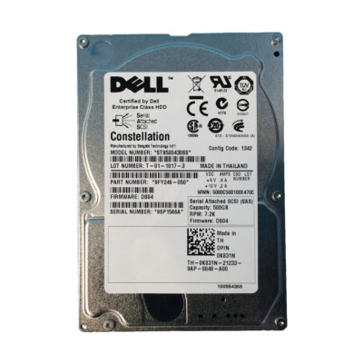 Dell K831N 500GB NL SAS 7.2K 2.5" Drive 9FY246-050 ST9500430SS - Image 1 of 2