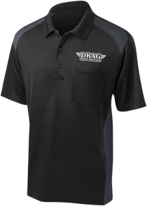 THROTTLE THREADS Drag Specialties Polo Shirt Black/Charcoal XL DRG30CS416BCHXL - Foto 1 di 1