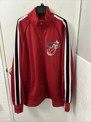 Mitchell Ness Track Jacket Mens 2XL Red NBA Miami Heat Hardwood Classics - Image 1 of 4