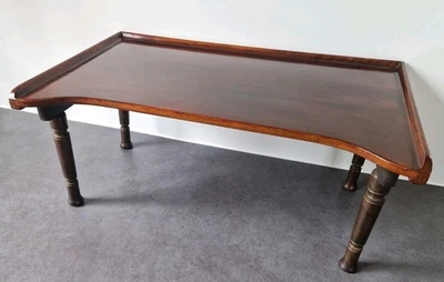 Antiker Holz Bett Frühstück Tisch klappbar gedrechselte Beine um 1910 Mahagoni Furnier 24" - Bild 1 von 4