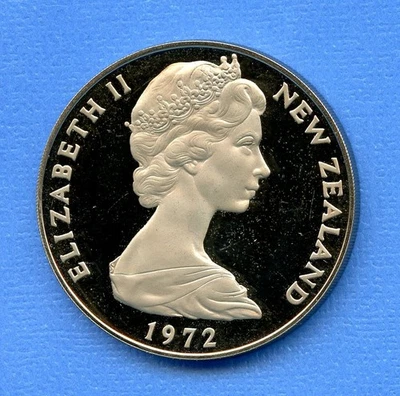 Moneda de prueba de 1 dólar Reina Isabel 1972 de Nueva Zelanda en estuche #17 OGP Foto 1 de 4