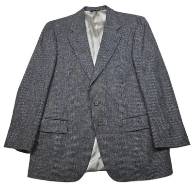 Ralph Lauren Polo University Tweed Blazer Mens 42S Gray Windowpane Made USA VTG - Image 1 of 4