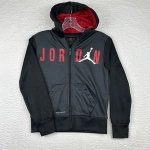 Air Jordan Jumpman Full Zip Hoodie Black Red Dri-Fit Youth Boys Small 8-10 Yrs - Picture 1 of 10