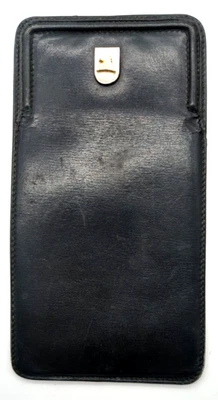 Estojo de óculos de couro preto vintage assinado da década de 1980 Mark Cross feito na Itália - Imagem 1 de 4