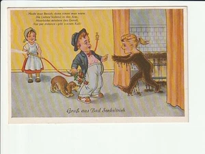 BAD SENKELTEICH... ,Gruß aus...Karikatur m. Gedicht ....s/w AK kl - Picture 1 of 1