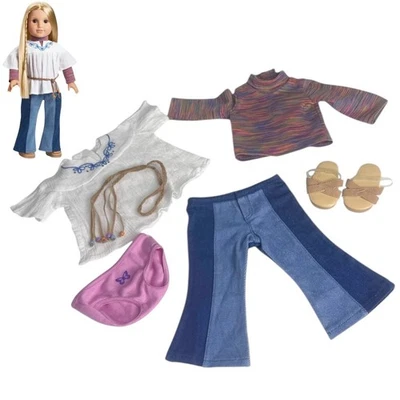American Girl Julie Meet Outfit 1st Ed Jeans Belt Turtleneck Blouse Shoes Panty - Image 1 of 4