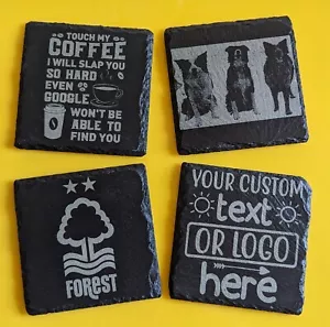 Photo Family Slate Coaster Personalise Names Logos Personalised Unique Gift - Picture 1 of 3