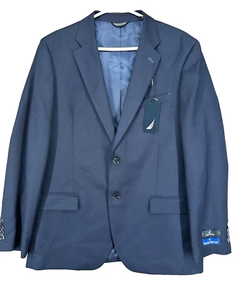 NAUTICA Traje Chaqueta Para Hombre Talla 42L Azul Ojo de Pájaro Ajuste Moderno Bi-Elástico Nuevo con Etiquetas Foto 1 de 4