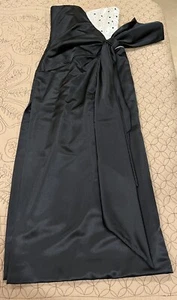 Vintage Morton Myles for The Warrens schwarz & weiß Satin Abend Midi Kleid Gr. 6 - Bild 1 von 9