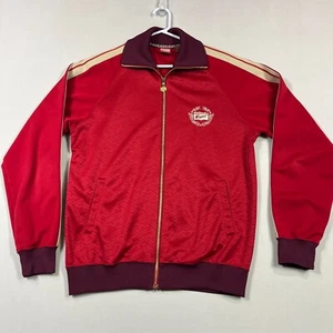 Onitsuka Tiger Polyester Full Zip Track Jacket Mens Large L Red Embroidered - Picture 1 of 15
