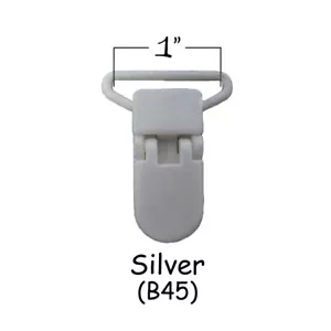 10 KAM Kunststoff Paci Schnuller - Hosenträger/Lätzchenhalter Clips - 1 Zoll silber (B45) - Bild 1 von 3