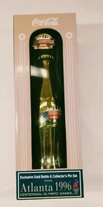 Coca Cola 1996 Atlanta 100th Anniversary Olympic Bottle & Pin in Display Box - Picture 1 of 12